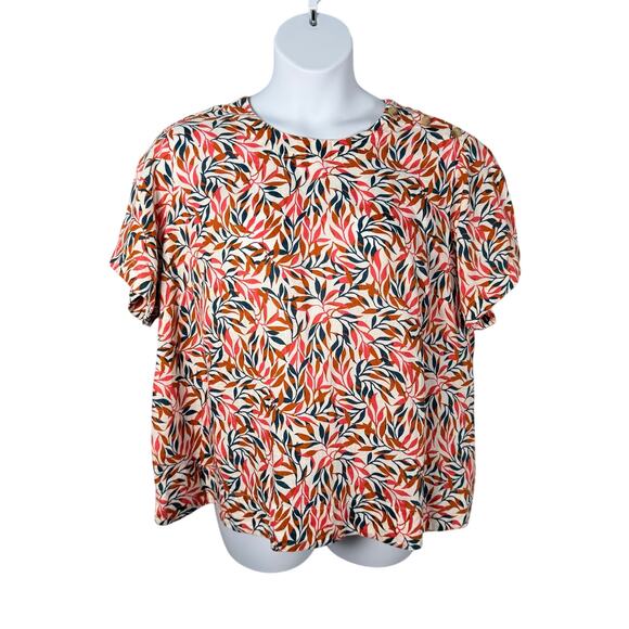 Lands' End Tops - Lands End Blouse Womens 1X 16W-18W Colorful Floral 100% Linen Shoulder Buttons